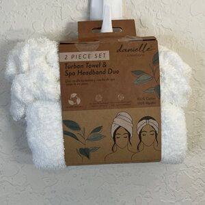 NWT Cotton Bath Turban & Headband Set